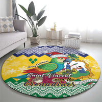 Saint Vincent and the Grenadines Christmas Round Carpet Santa Vincent Parrot