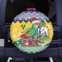 Saint Vincent and the Grenadines Christmas Spare Tire Cover Santa Vincent Parrot - Wonder Print Shop