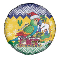 Saint Vincent and the Grenadines Christmas Spare Tire Cover Santa Vincent Parrot - Wonder Print Shop