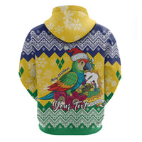 Personalized Saint Vincent and the Grenadines Christmas Zip Hoodie Santa Vincent Parrot - Wonder Print Shop