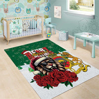 Morocco Christmas Area Rug Santa Lion With Rose Xmas Vibe - Wonder Print Shop