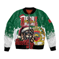Morocco Christmas Bomber Jacket Santa Lion With Rose Xmas Vibe - Wonder Print Shop