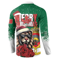 Morocco Christmas Button Sweatshirt Santa Lion With Rose Xmas Vibe - Wonder Print Shop
