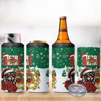 Morocco Christmas 4 in 1 Can Cooler Tumbler Santa Lion With Rose Xmas Vibe - Wonder Print Shop