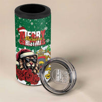 Morocco Christmas 4 in 1 Can Cooler Tumbler Santa Lion With Rose Xmas Vibe - Wonder Print Shop