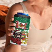 Morocco Christmas 4 in 1 Can Cooler Tumbler Santa Lion With Rose Xmas Vibe - Wonder Print Shop