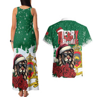 Morocco Christmas Couples Matching Tank Maxi Dress and Hawaiian Shirt Santa Lion With Rose Xmas Vibe - Wonder Print Shop