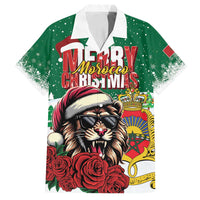 Morocco Christmas Family Matching Long Sleeve Bodycon Dress and Hawaiian Shirt Santa Lion With Rose Xmas Vibe - Wonder Print Shop