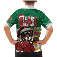 Morocco Christmas Family Matching Mermaid Dress and Hawaiian Shirt Santa Lion With Rose Xmas Vibe - Wonder Print Shop