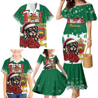 Morocco Christmas Family Matching Mermaid Dress and Hawaiian Shirt Santa Lion With Rose Xmas Vibe - Wonder Print Shop