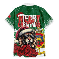 Morocco Christmas Family Matching Mermaid Dress and Hawaiian Shirt Santa Lion With Rose Xmas Vibe - Wonder Print Shop