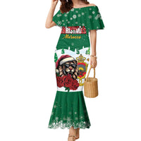 Morocco Christmas Family Matching Mermaid Dress and Hawaiian Shirt Santa Lion With Rose Xmas Vibe - Wonder Print Shop