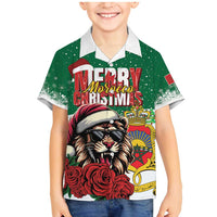 Morocco Christmas Family Matching Mermaid Dress and Hawaiian Shirt Santa Lion With Rose Xmas Vibe - Wonder Print Shop