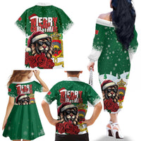 Morocco Christmas Family Matching Off The Shoulder Long Sleeve Dress and Hawaiian Shirt Santa Lion With Rose Xmas Vibe - Wonder Print Shop
