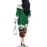 Morocco Christmas Family Matching Off The Shoulder Long Sleeve Dress and Hawaiian Shirt Santa Lion With Rose Xmas Vibe - Wonder Print Shop