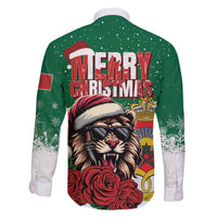 Morocco Christmas Family Matching Off Shoulder Maxi Dress and Hawaiian Shirt Santa Lion With Rose Xmas Vibe - Wonder Print Shop