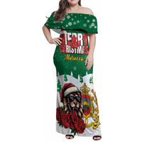 Morocco Christmas Family Matching Off Shoulder Maxi Dress and Hawaiian Shirt Santa Lion With Rose Xmas Vibe - Wonder Print Shop