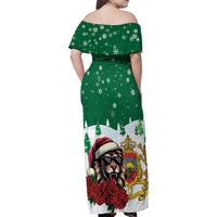 Morocco Christmas Family Matching Off Shoulder Maxi Dress and Hawaiian Shirt Santa Lion With Rose Xmas Vibe - Wonder Print Shop