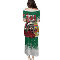 Morocco Christmas Family Matching Puletasi and Hawaiian Shirt Santa Lion With Rose Xmas Vibe - Wonder Print Shop