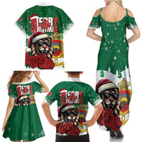 Morocco Christmas Family Matching Summer Maxi Dress and Hawaiian Shirt Santa Lion With Rose Xmas Vibe - Wonder Print Shop