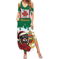 Morocco Christmas Family Matching Summer Maxi Dress and Hawaiian Shirt Santa Lion With Rose Xmas Vibe - Wonder Print Shop