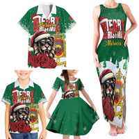 Morocco Christmas Family Matching Tank Maxi Dress and Hawaiian Shirt Santa Lion With Rose Xmas Vibe - Wonder Print Shop