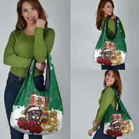 Morocco Christmas Grocery Bag Santa Lion With Rose Xmas Vibe