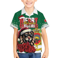 Morocco Christmas Kid Hawaiian Shirt Santa Lion With Rose Xmas Vibe - Wonder Print Shop