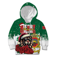 Morocco Christmas Kid Hoodie Santa Lion With Rose Xmas Vibe - Wonder Print Shop