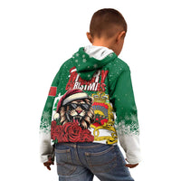 Morocco Christmas Kid Hoodie Santa Lion With Rose Xmas Vibe - Wonder Print Shop