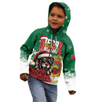 Morocco Christmas Kid Hoodie Santa Lion With Rose Xmas Vibe - Wonder Print Shop