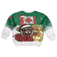 Morocco Christmas Kid Ugly Christmas Sweater Santa Lion With Rose Xmas Vibe - Wonder Print Shop