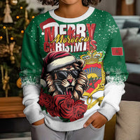 Morocco Christmas Kid Ugly Christmas Sweater Santa Lion With Rose Xmas Vibe - Wonder Print Shop