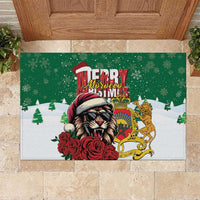 Morocco Christmas Rubber Doormat Santa Lion With Rose Xmas Vibe - Wonder Print Shop
