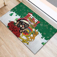 Morocco Christmas Rubber Doormat Santa Lion With Rose Xmas Vibe - Wonder Print Shop