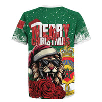 Morocco Christmas Rugby Jersey Santa Lion With Rose Xmas Vibe - Wonder Print Shop