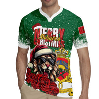 Morocco Christmas Rugby Jersey Santa Lion With Rose Xmas Vibe - Wonder Print Shop
