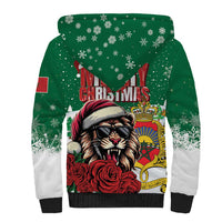 Morocco Christmas Sherpa Hoodie Santa Lion With Rose Xmas Vibe - Wonder Print Shop