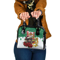 Morocco Christmas Shoulder Handbag Santa Lion With Rose Xmas Vibe