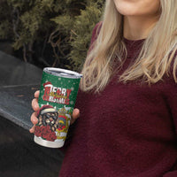 Morocco Christmas Tumbler Cup Santa Lion With Rose Xmas Vibe - Wonder Print Shop