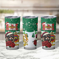 Morocco Christmas Tumbler Cup Santa Lion With Rose Xmas Vibe - Wonder Print Shop