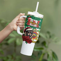 Morocco Christmas Tumbler With Handle Santa Lion With Rose Xmas Vibe - Wonder Print Shop