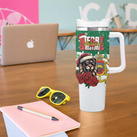 Morocco Christmas Tumbler With Handle Santa Lion With Rose Xmas Vibe - Wonder Print Shop