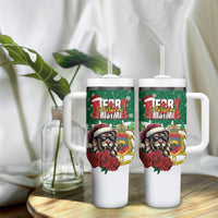 Morocco Christmas Tumbler With Handle Santa Lion With Rose Xmas Vibe - Wonder Print Shop
