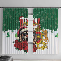 Morocco Christmas Window Curtain Santa Lion With Rose Xmas Vibe - Wonder Print Shop