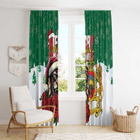 Morocco Christmas Window Curtain Santa Lion With Rose Xmas Vibe - Wonder Print Shop