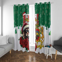 Morocco Christmas Window Curtain Santa Lion With Rose Xmas Vibe - Wonder Print Shop