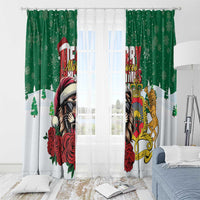 Morocco Christmas Window Curtain Santa Lion With Rose Xmas Vibe - Wonder Print Shop