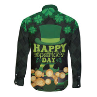 Ireland St Patrick's Day Long Sleeve Button Shirt Irish Shamrocks Leprechaun