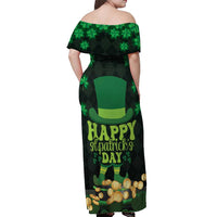 Ireland St Patrick's Day Off Shoulder Maxi Dress Irish Shamrocks Leprechaun - Wonder Print Shop